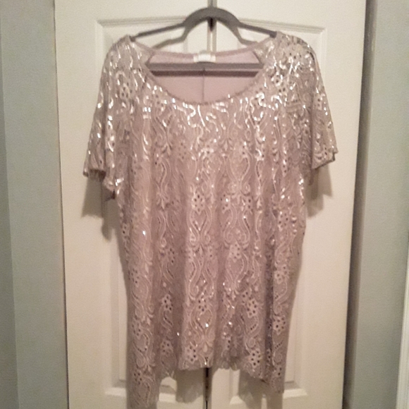 Tops - Beige and gold threaded Blouse NWOT